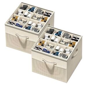 Cream Shoe Organizers - 2 Pack